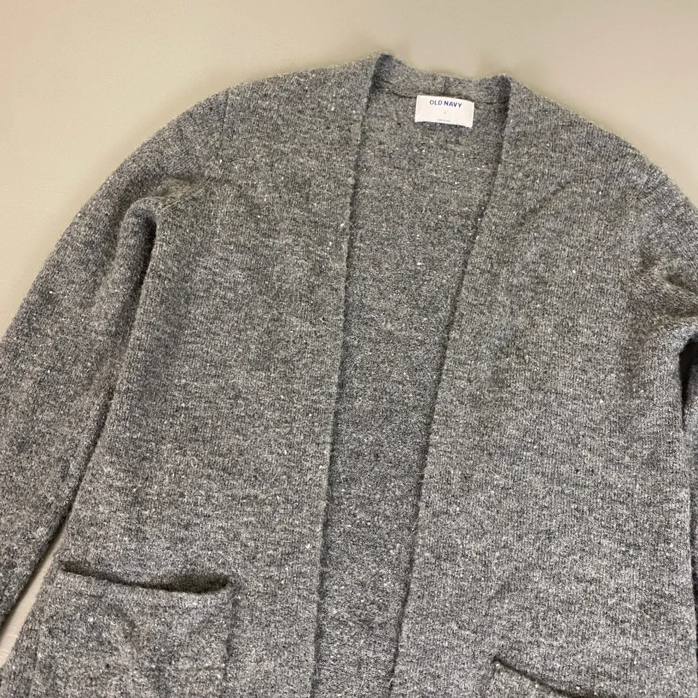 Old Navy Cardigan Sweater Women's‎ Size Small Gray Speckled Open Front Pockets